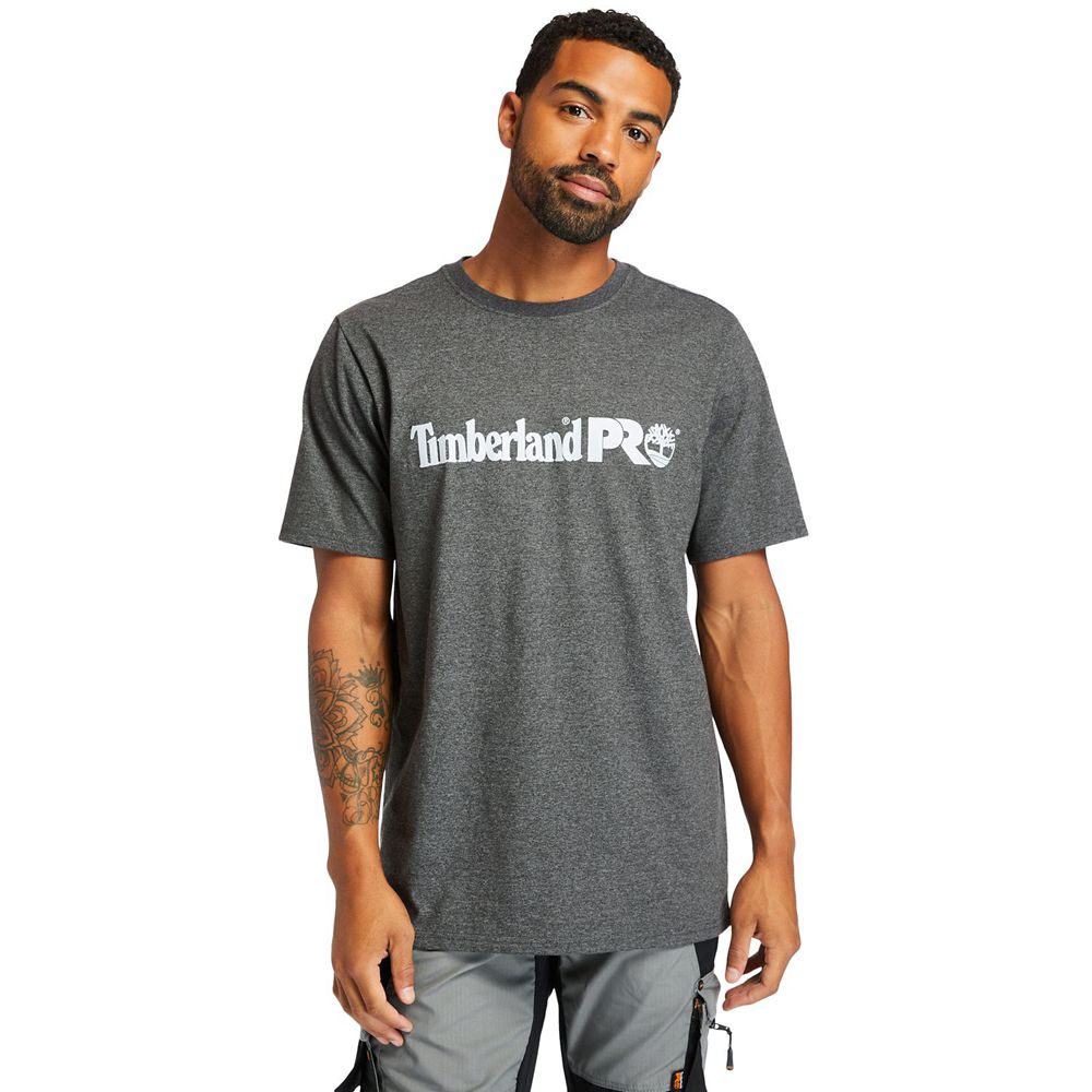 Camisetas Timberland Hombre Pro® Manga Corta Base Plate Wicking Logo Gris Oscuro - Chile PAM-247803